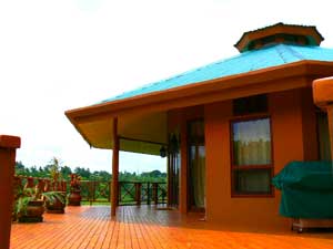 The home has a large deck with beautiful views.